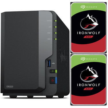 Synology DS223 2-BAY DiskStation with 2GB RAM and 16TB (2x8TB) of Seagate Ironwolf NAS Drives Fully Assembled and Tested